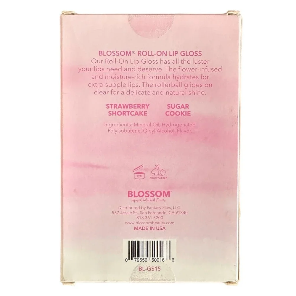 BLOSSOM Set of 2 Roll-on Lip Gloss - Strawberry Shortcake & Sugar Cookie